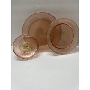 Vintage Arcoroc Rosalina Pink Swirl Depression Plates Set Of 12 New In Packaging